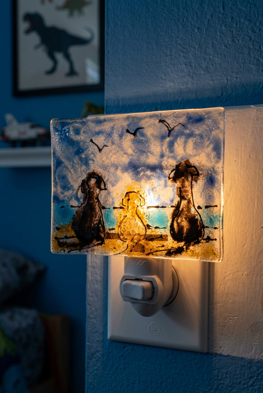 Three Dogs on Beach Night Light