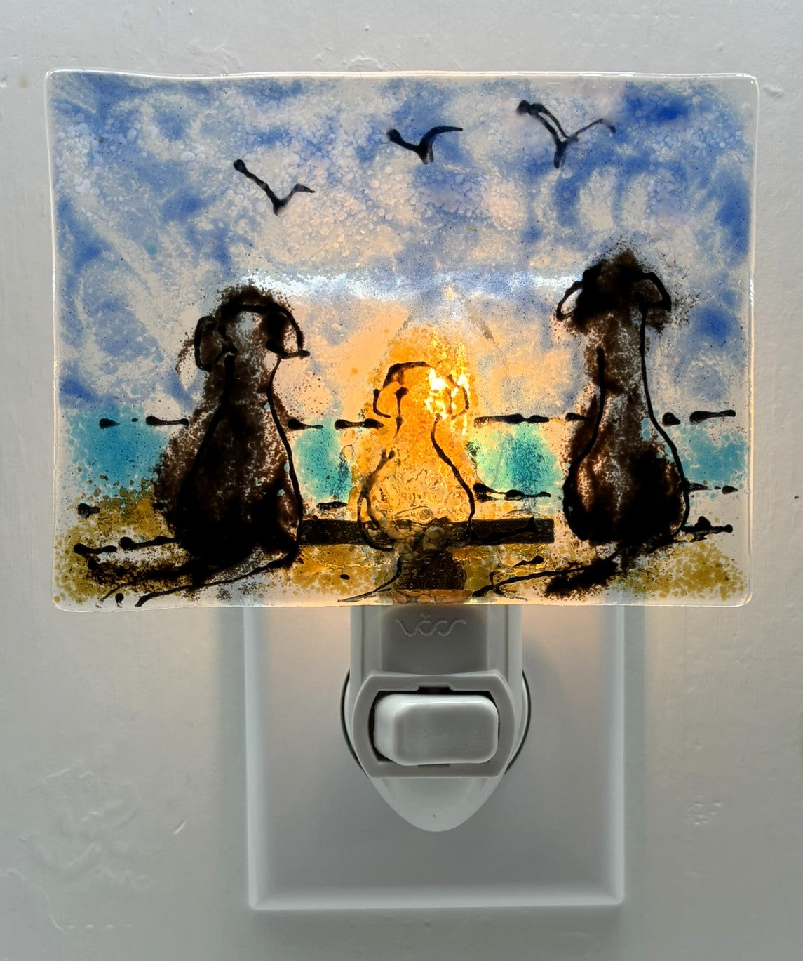 Three Dogs on Beach Night Light