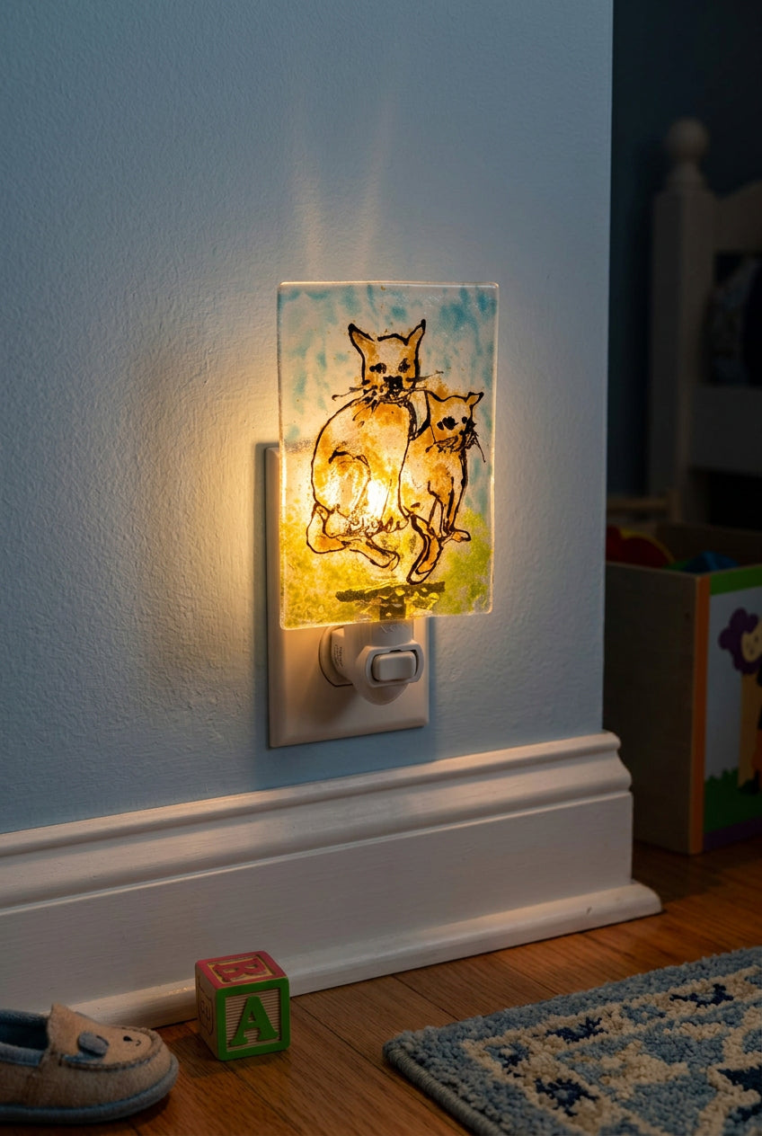 Two Tabby Cats Night Light
