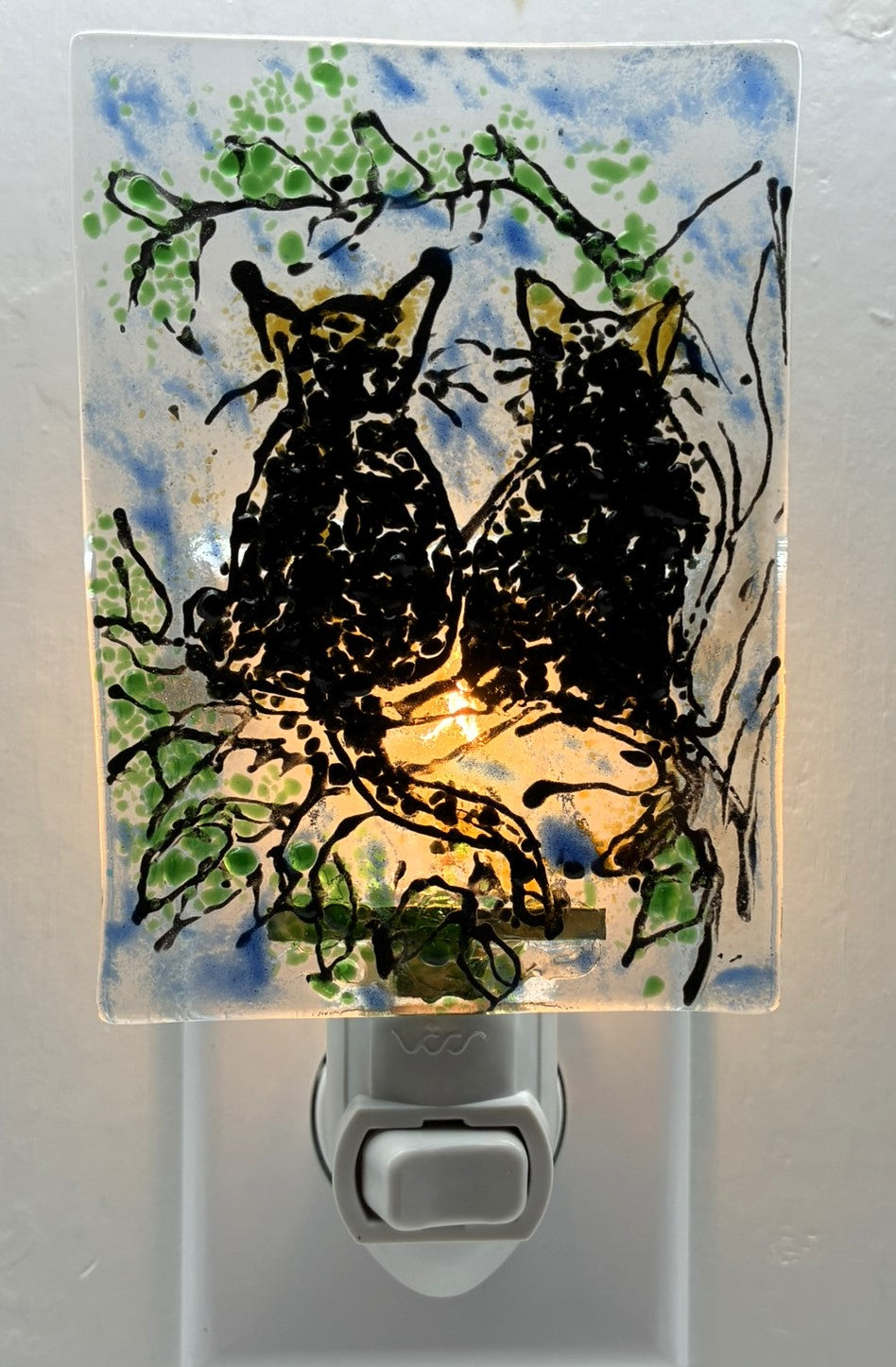 Two Black Cats on Tree Limb Night Light