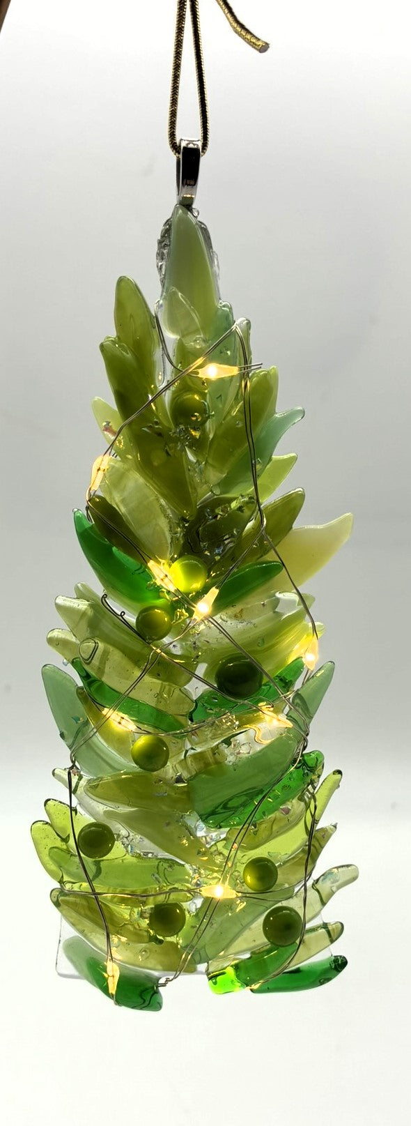 Mixed green Christmas tree with green balls and lights ornament