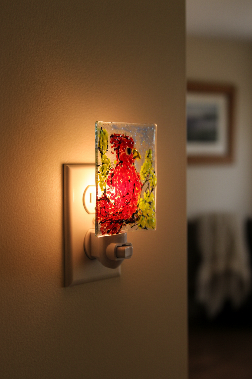 Red Cardinal on Branch Night Light