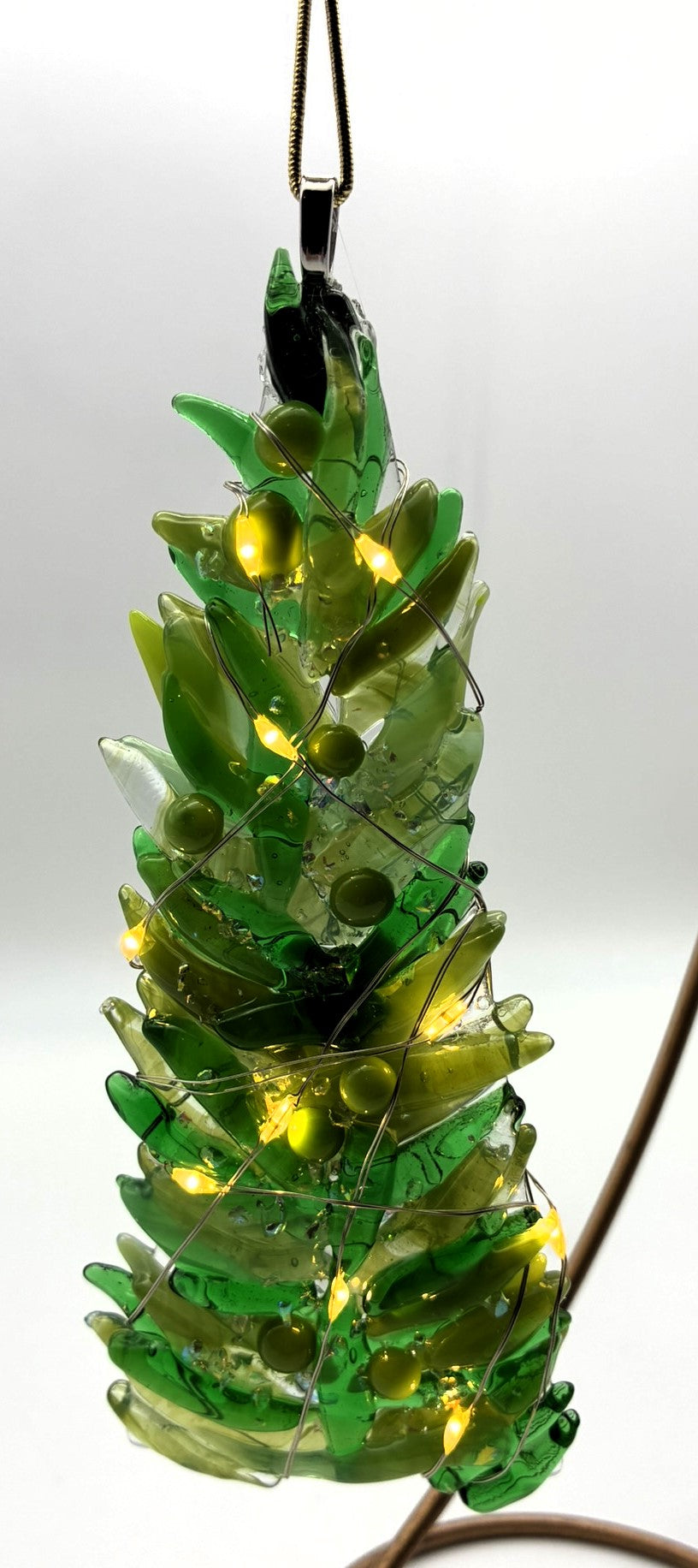 Mixed green Christmas tree with green balls and lights ornament