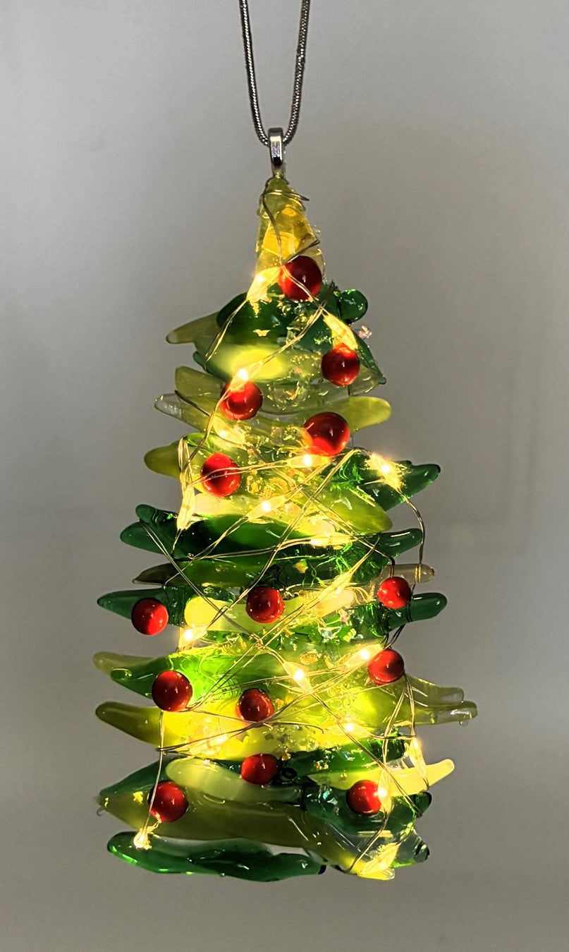 Mixed Green and Cream with red balls and light Ornament