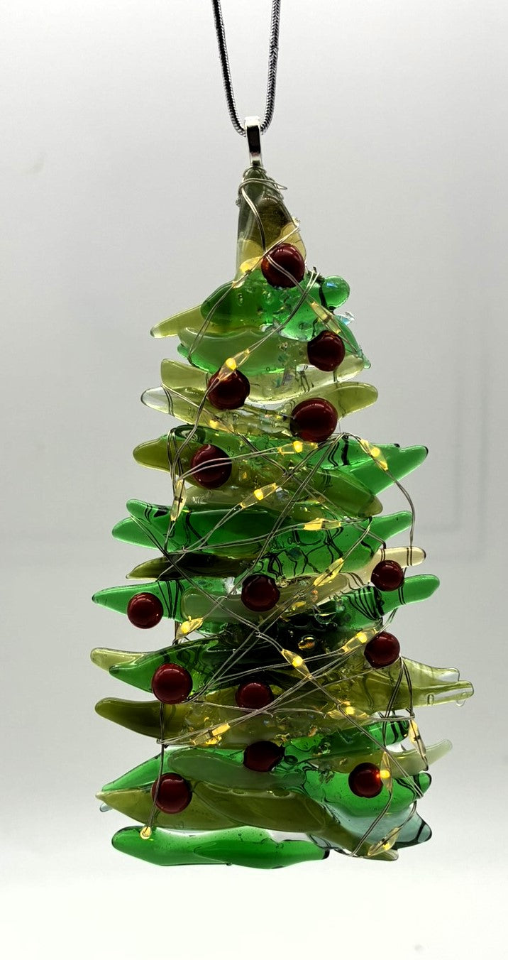Mixed Green and Cream with red balls and light Ornament