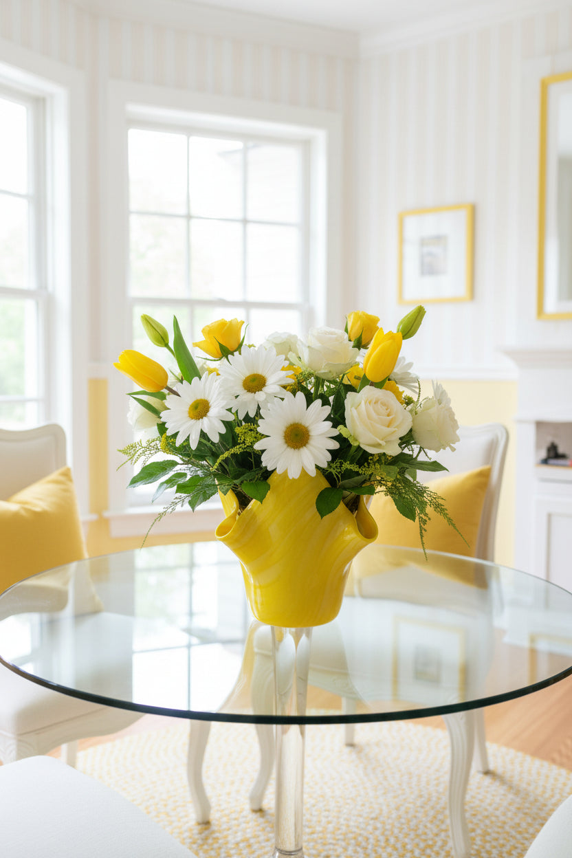 Yellow Swirled Flower Vase