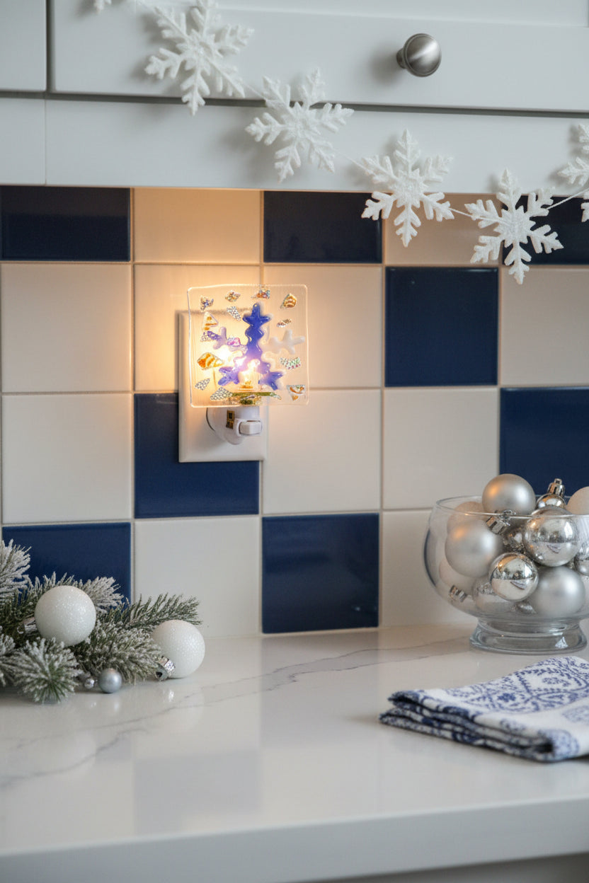 Blue and White Snowflake Light