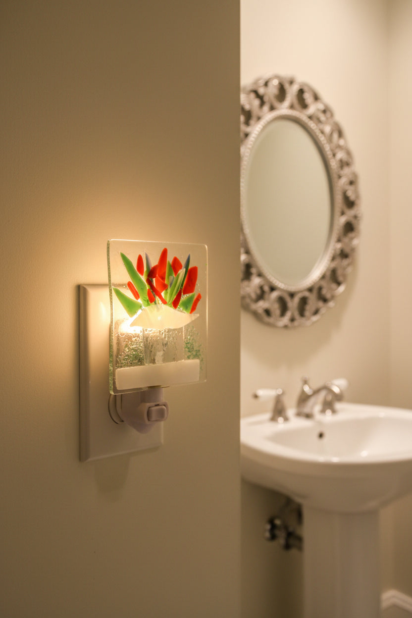 Orange & Green Fall Flowers Night Light