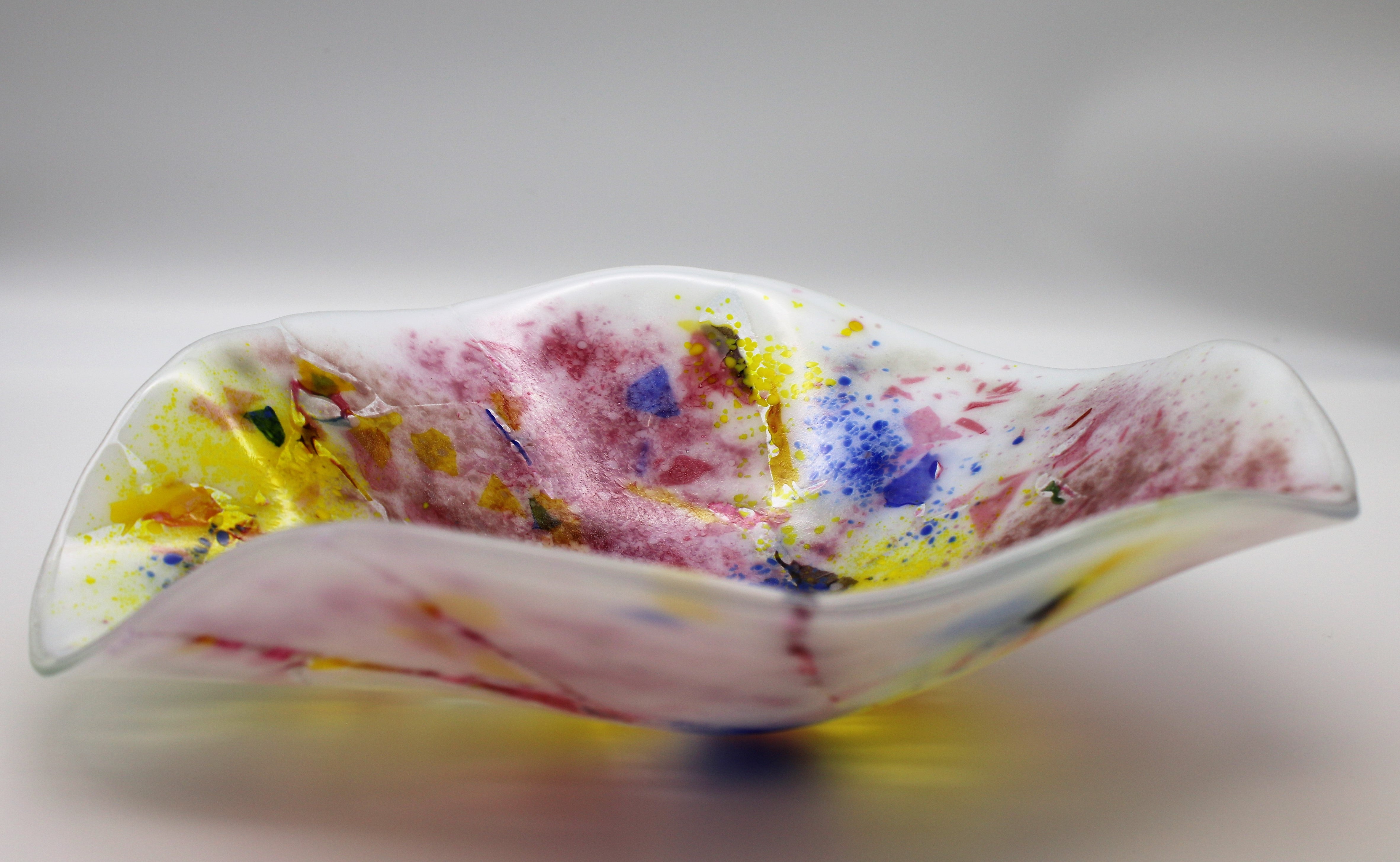 Multi Colored Cracked Glass Bowl