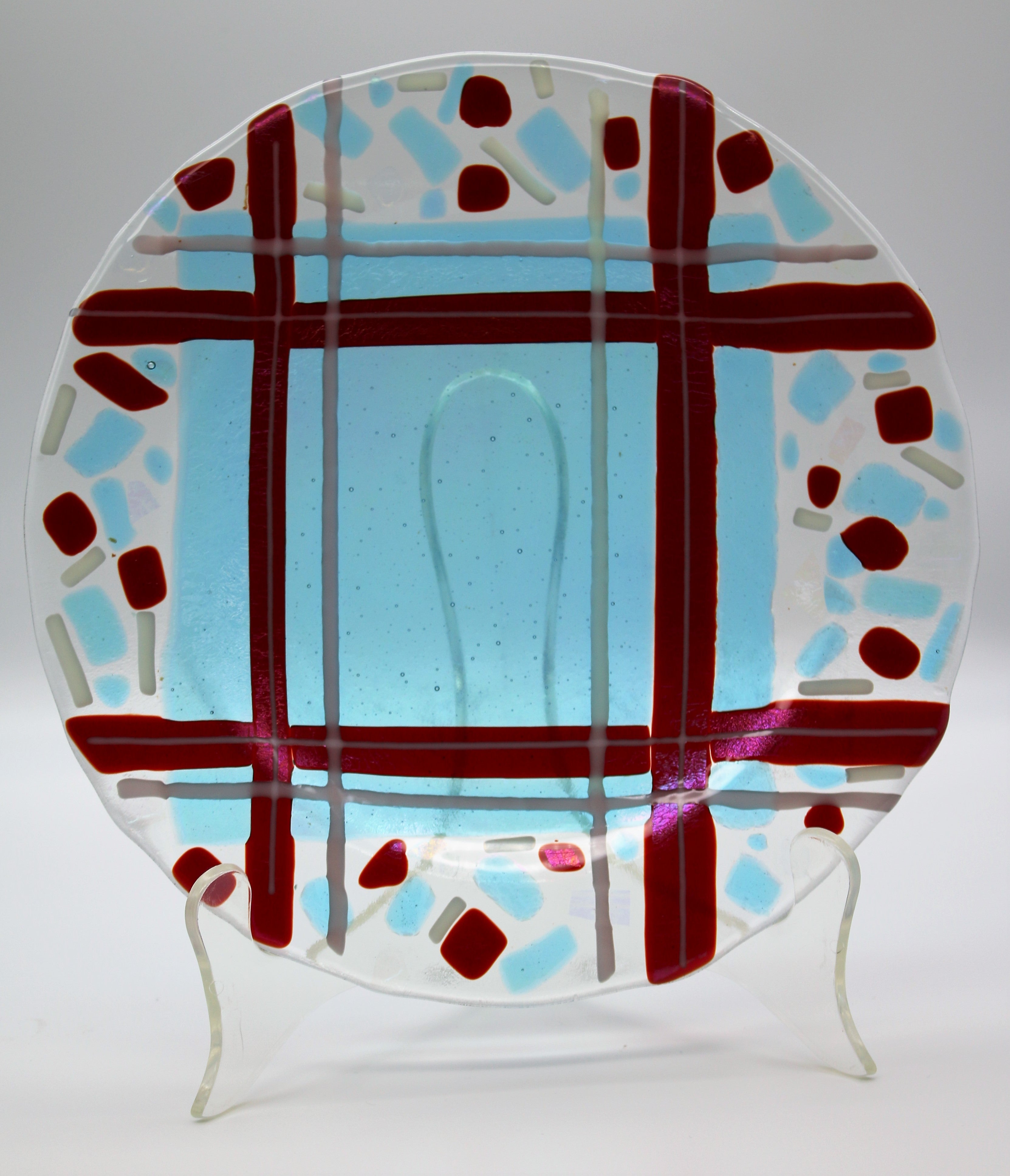 Plaid Circle Abstract Plate