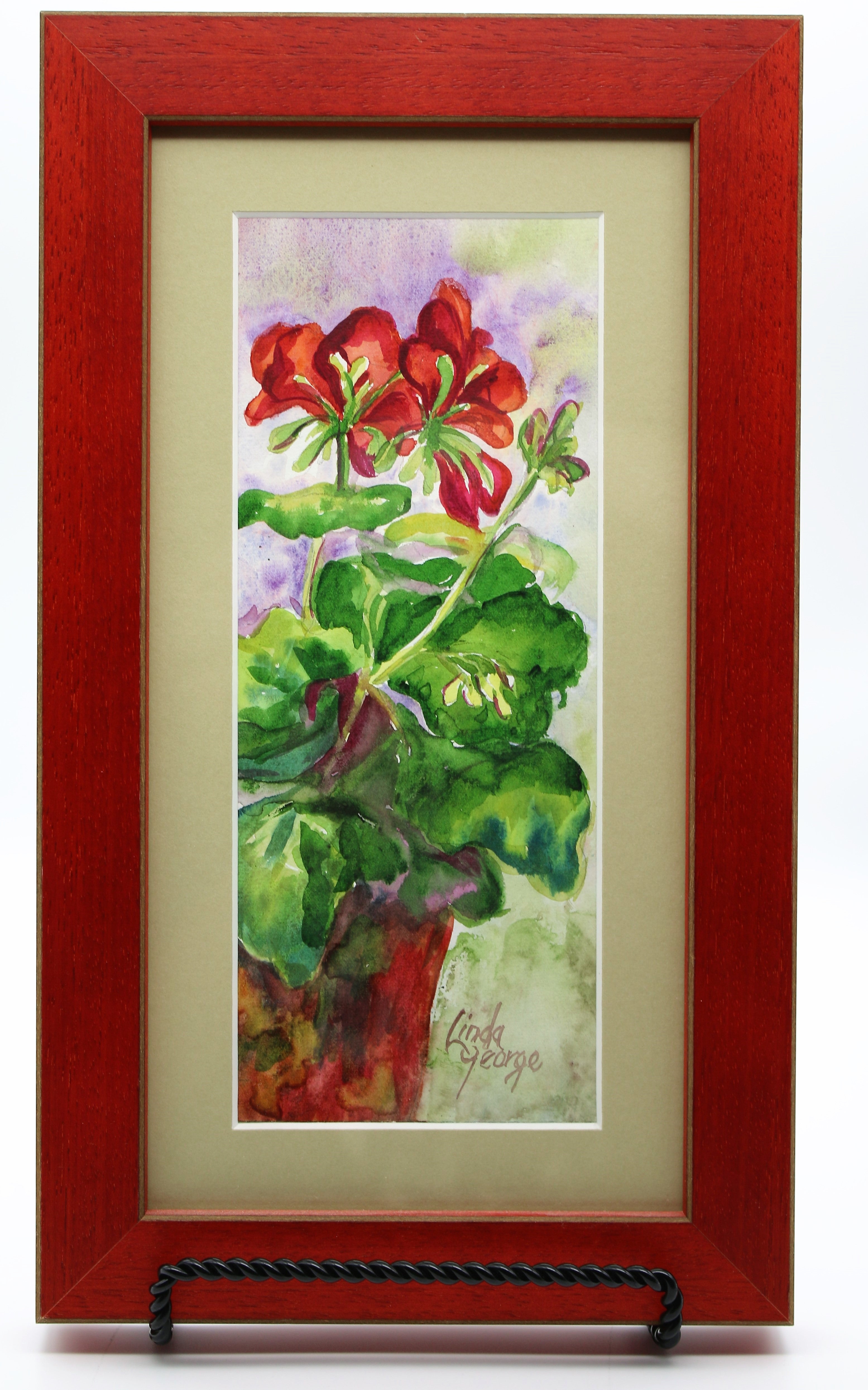 Red Geranium in Pot Painting