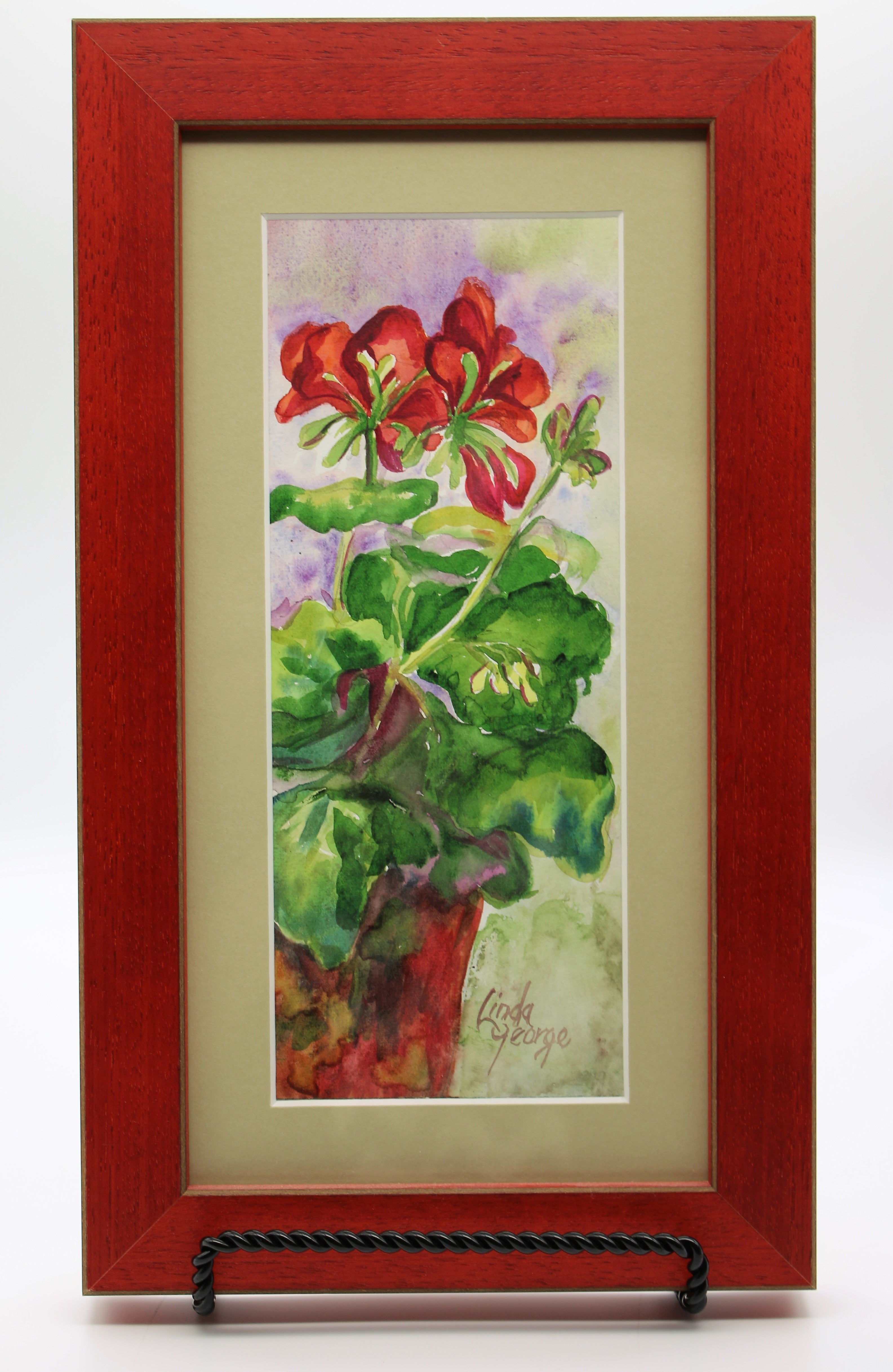Red Geranium in Pot Painting