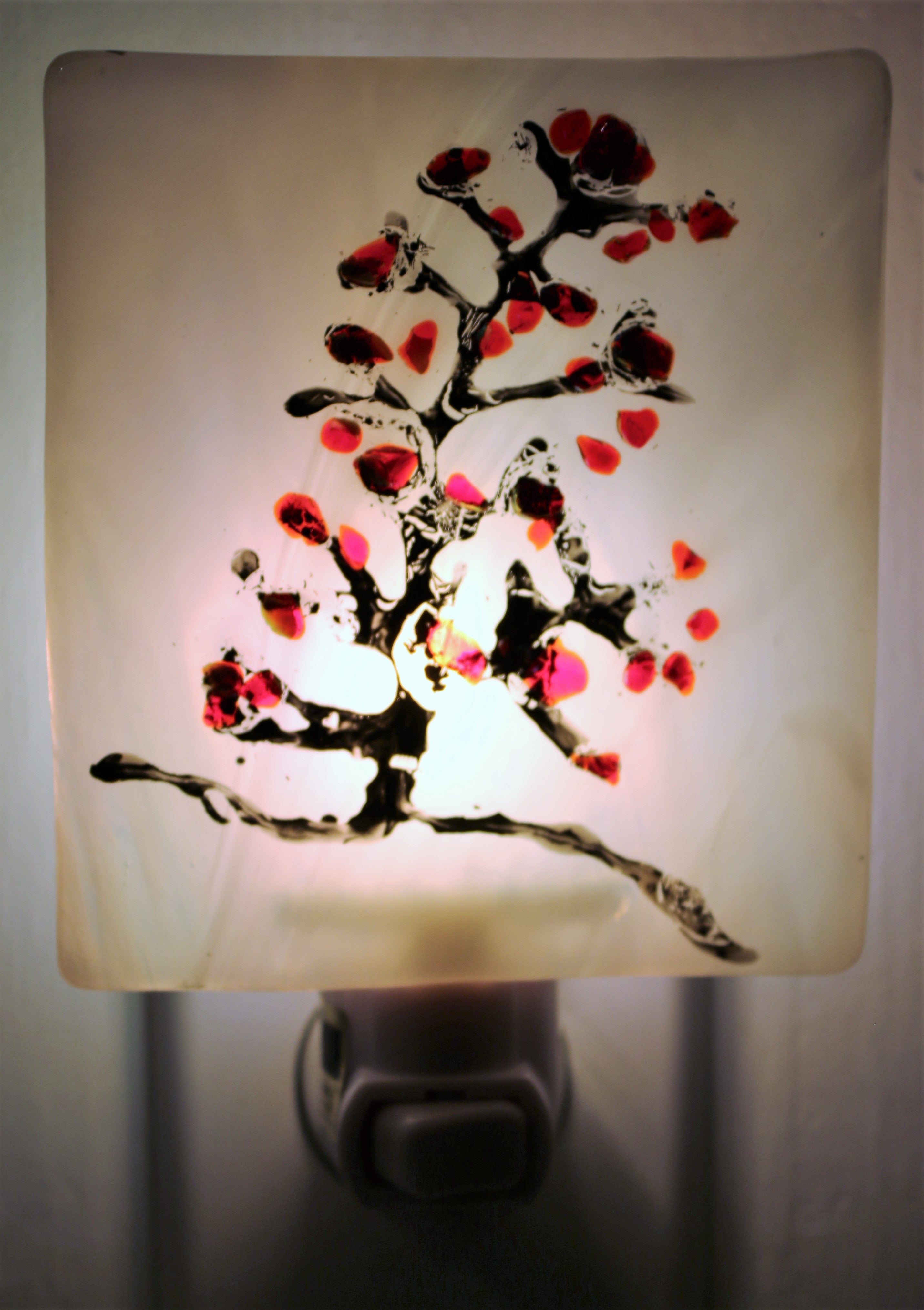 Christmas Tree Light on White Opaque Glass