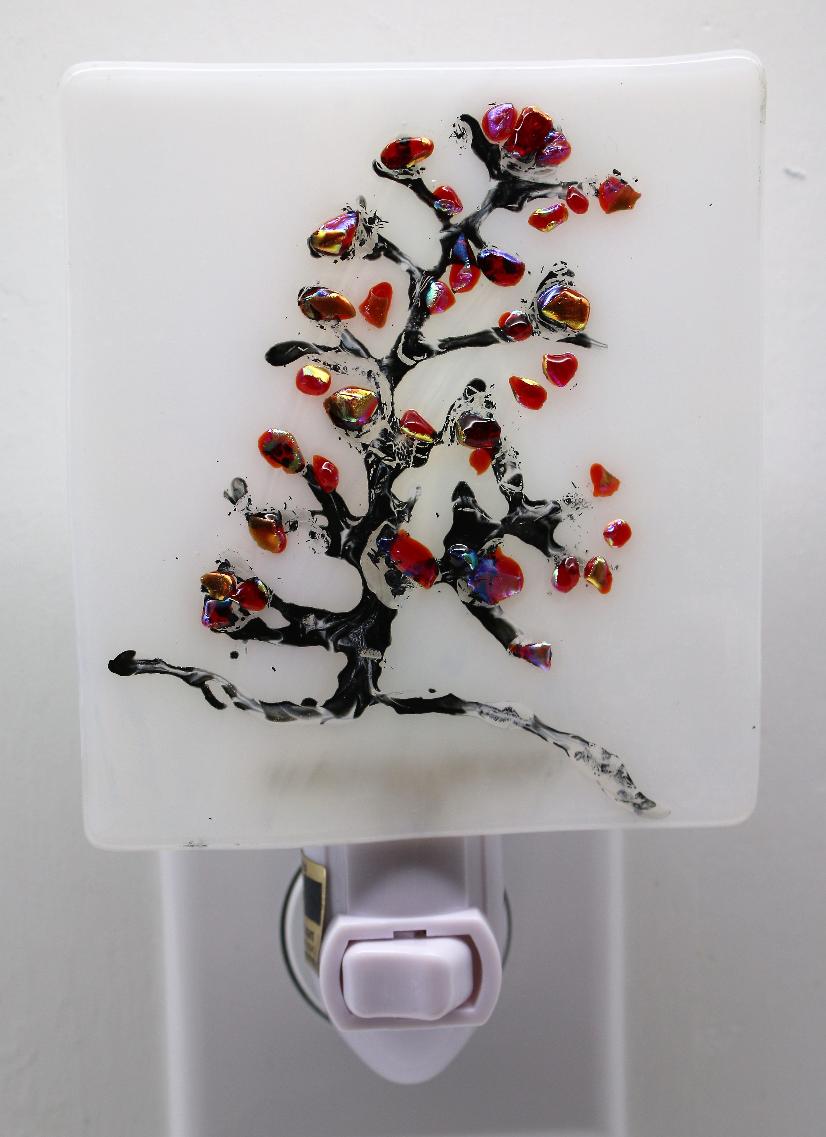 Christmas Tree Light on White Opaque Glass