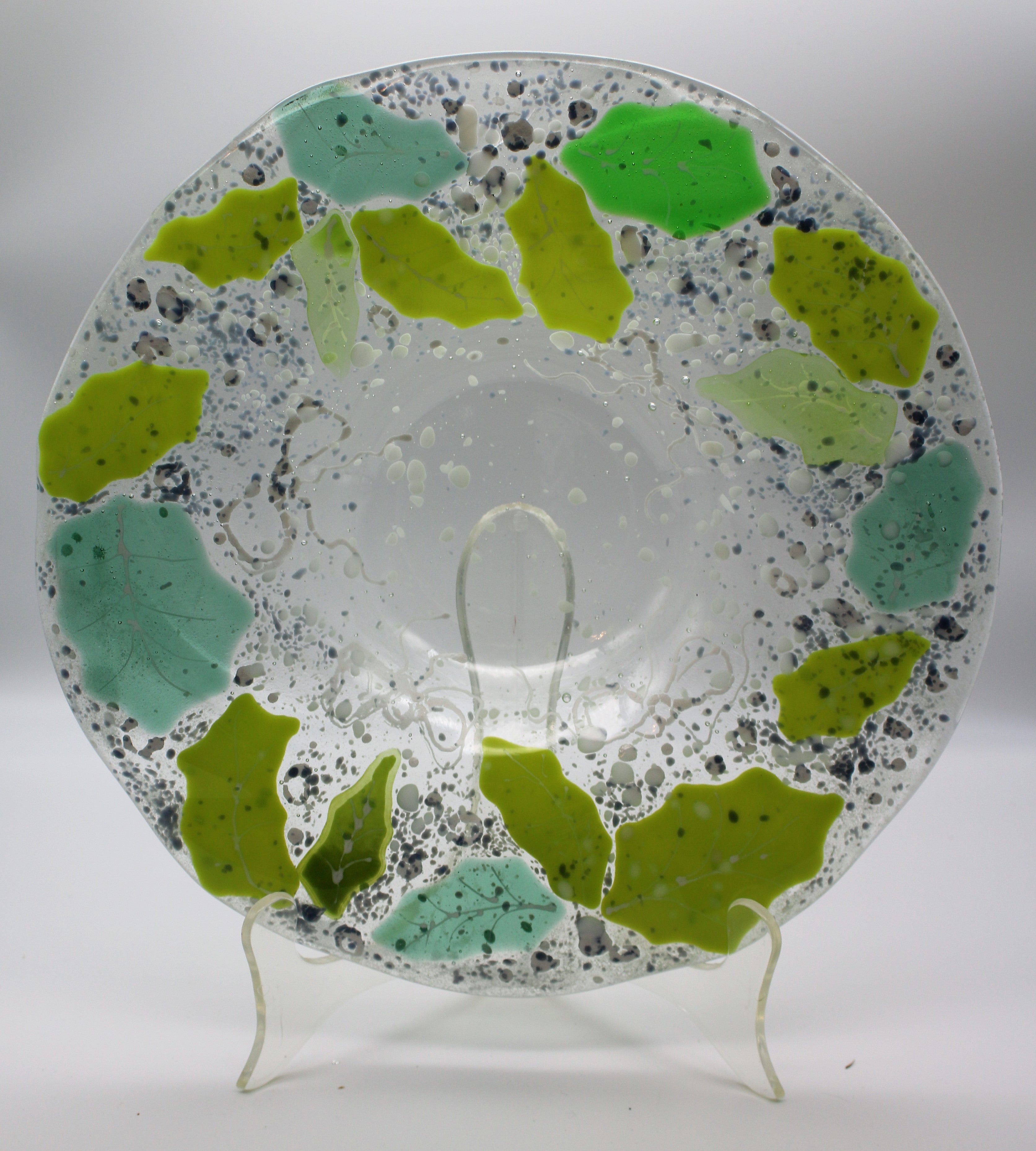 12 x 12  Green Holly Leaf Christmas Bowl